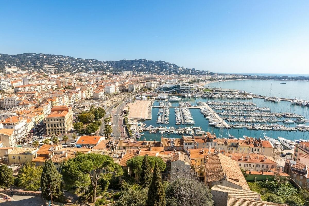 Aerial city view of Cannes, France