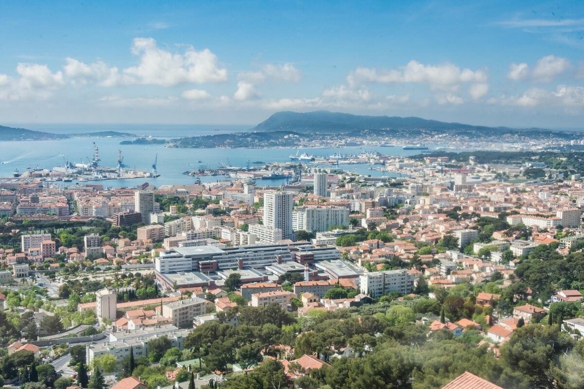 Aerial city view of Toulon, France