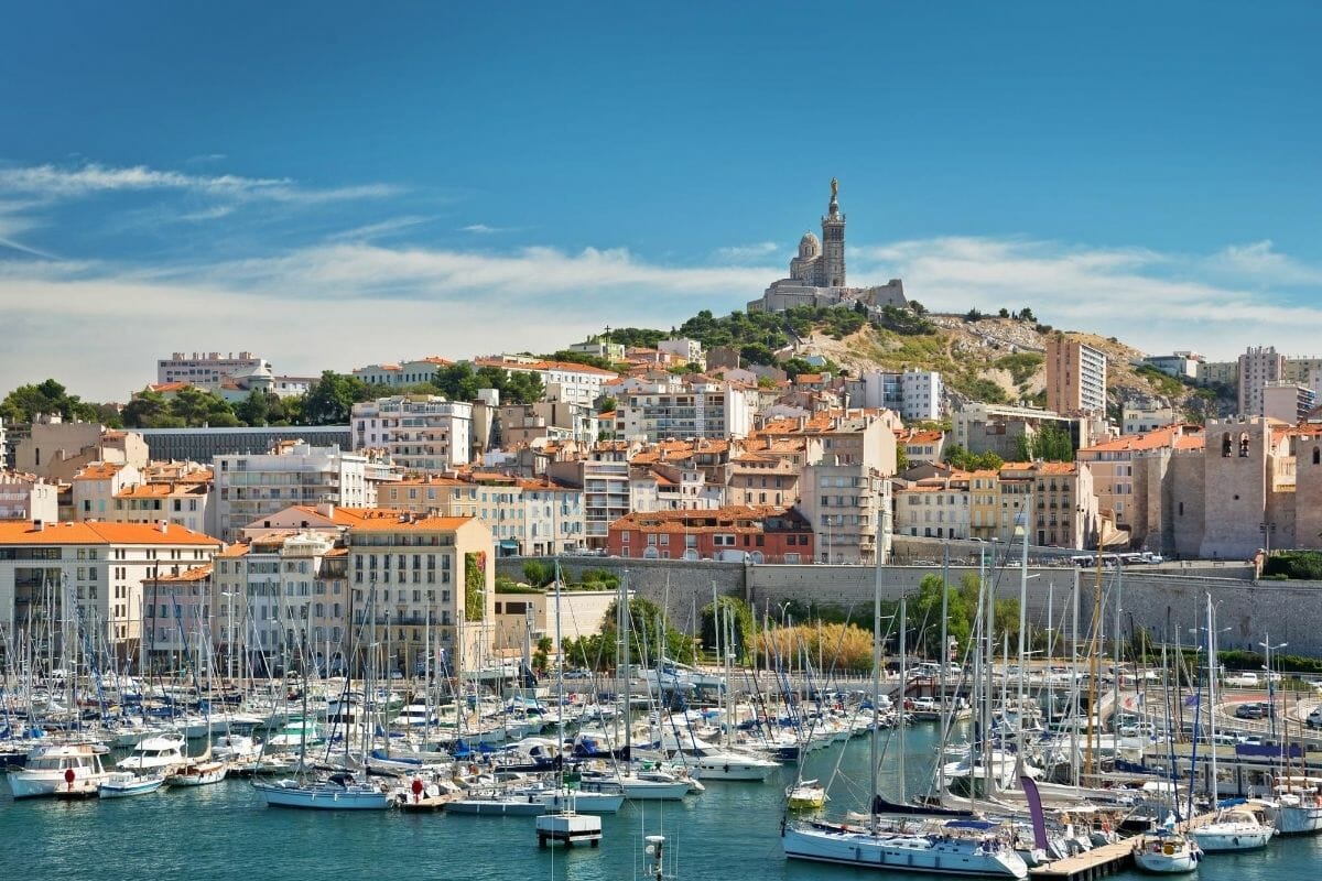 Panoramic view of the Old Port in Marseille, France