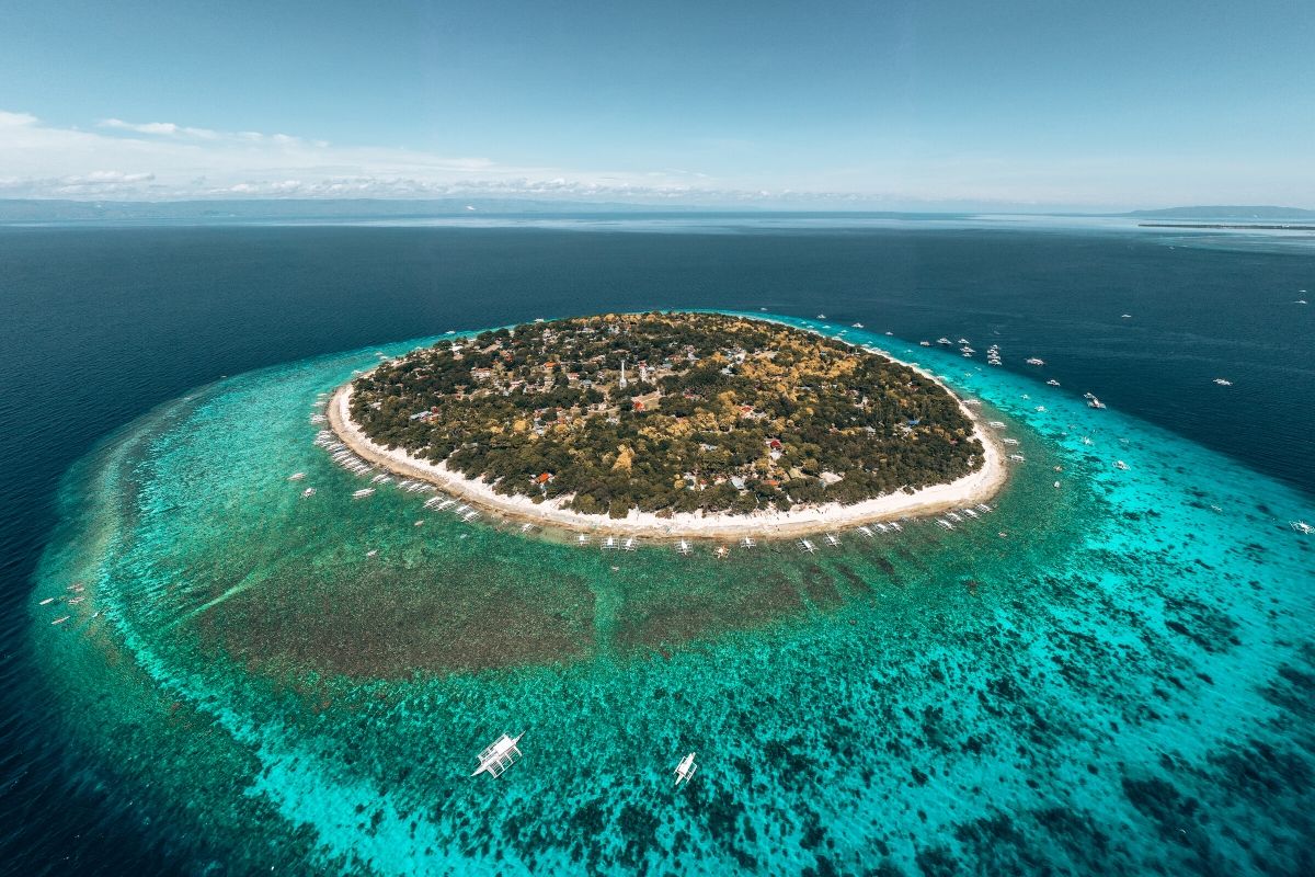 Balicasag Island from an aerial view in the Philippines