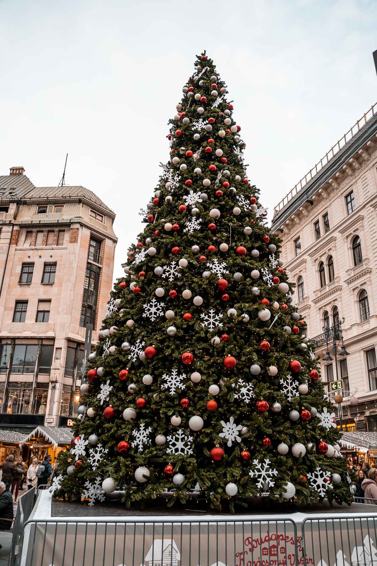 Christmas tree at Vörösmarty square in Budapest