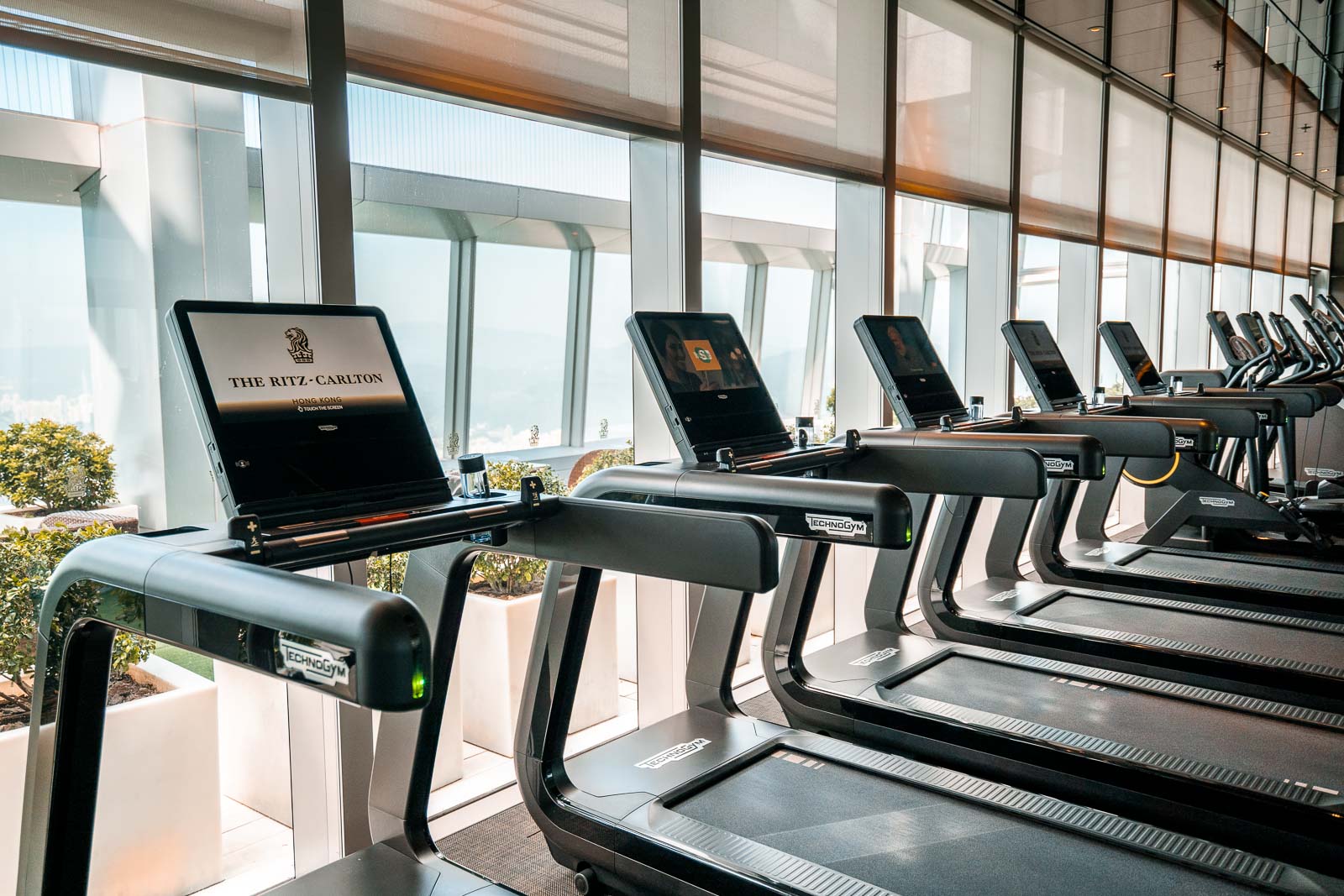 Running treadmills in the gym