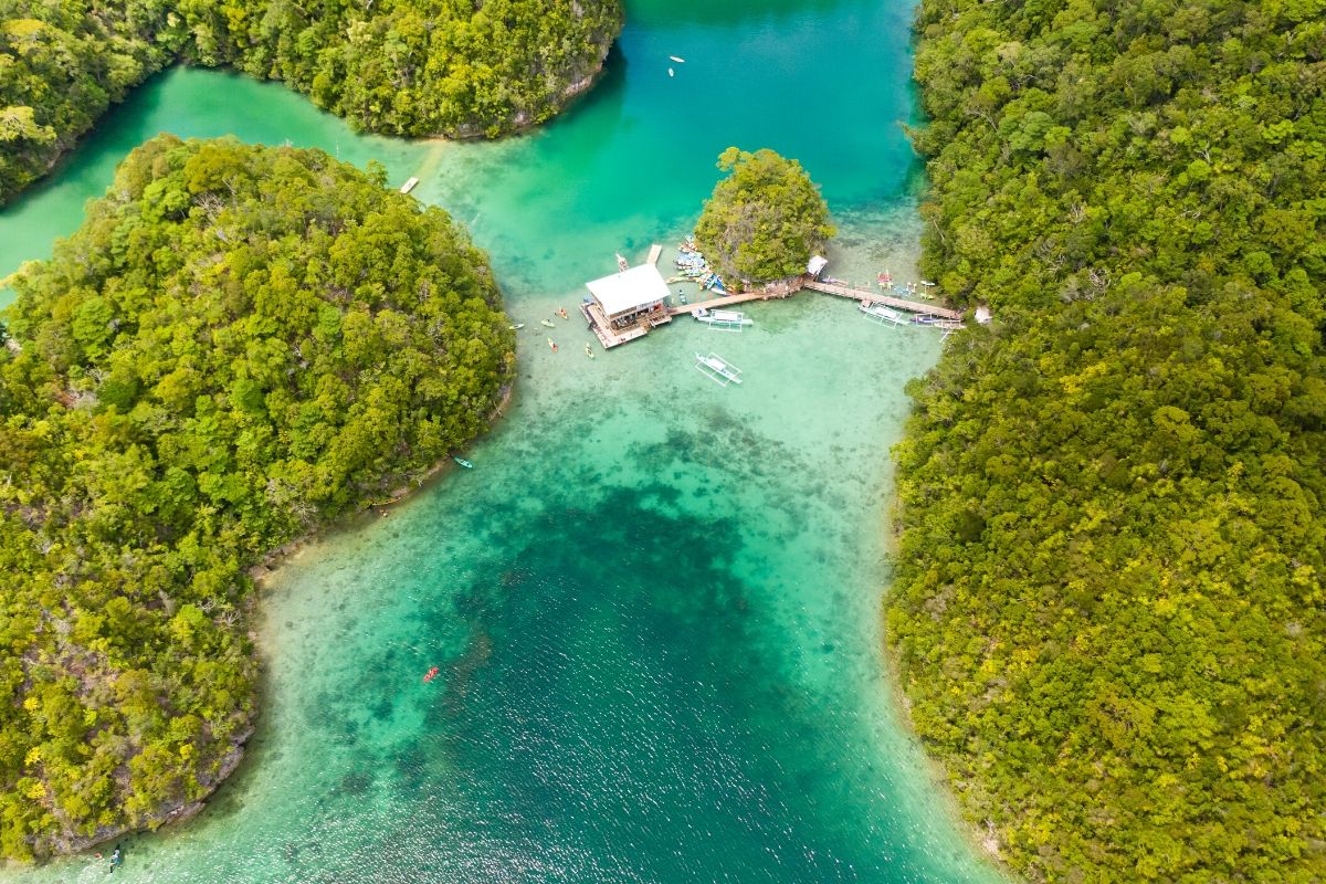 Aerial view of Sugba Lagoon in Siargao, Philippines