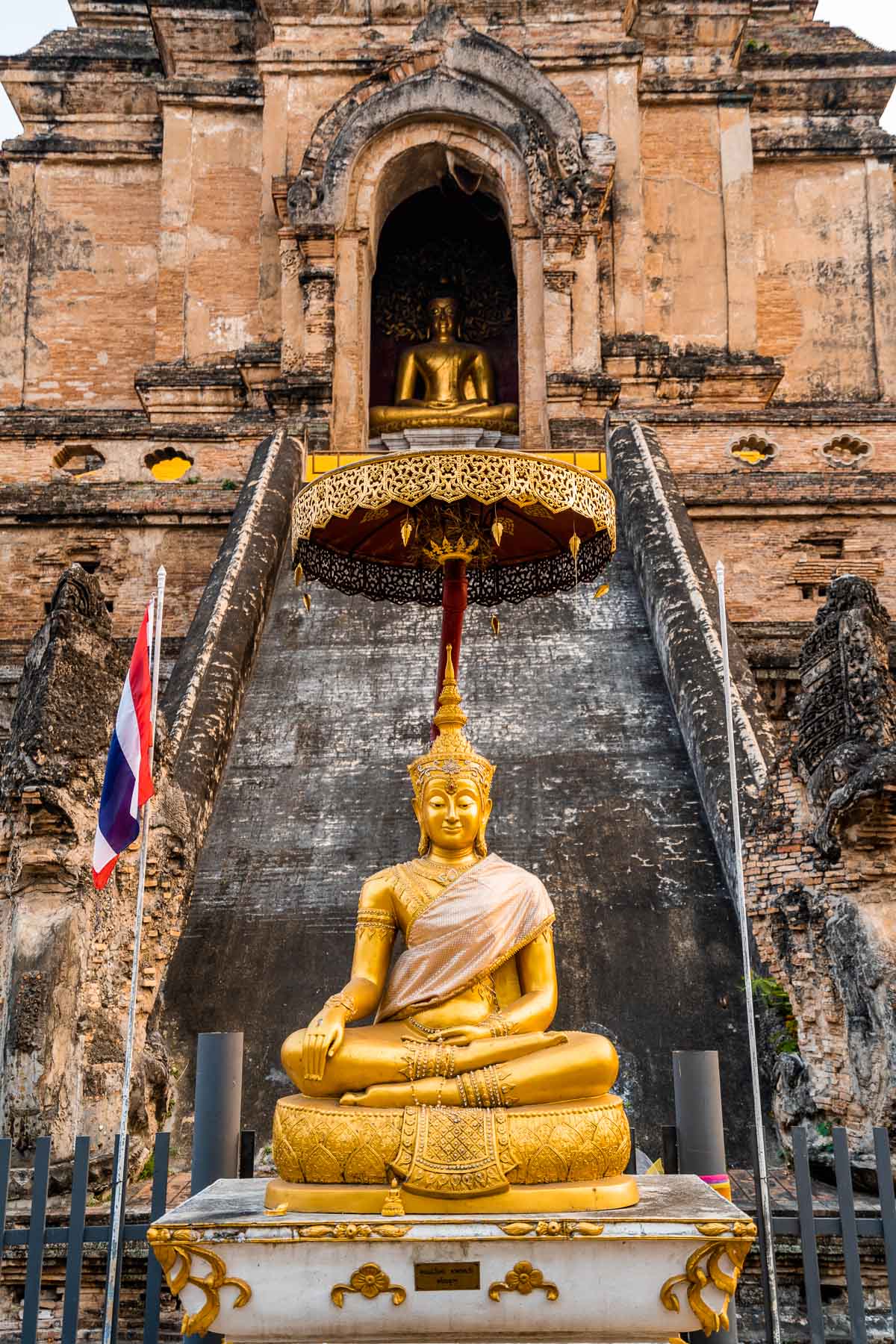 Golden Buddha at Wat Chedi Luang Temple in Chiang Mai