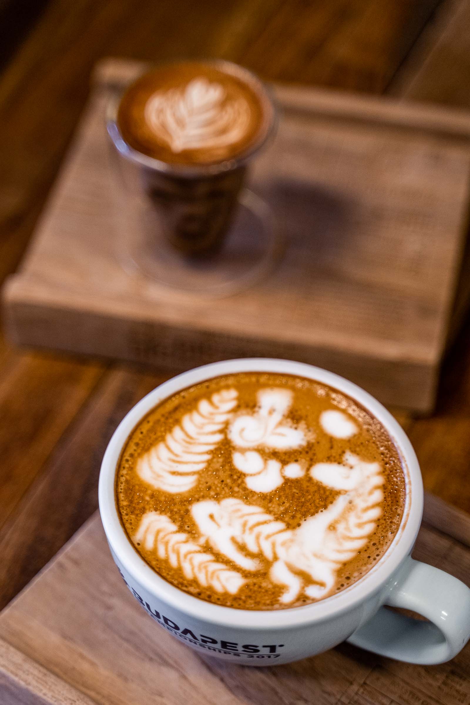 Beautiful latte art at Ristr8to Specialty Coffee in Chiang Mai