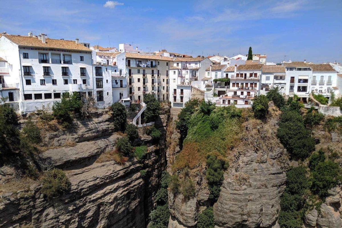 White houses on the cliffs in Ronda, Spain