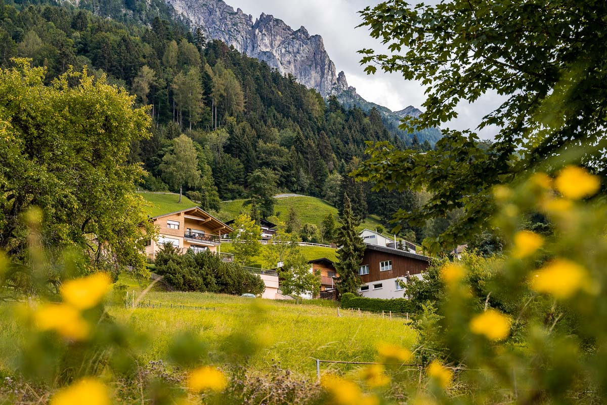 Alpine houses in Planken, Liechtenstein