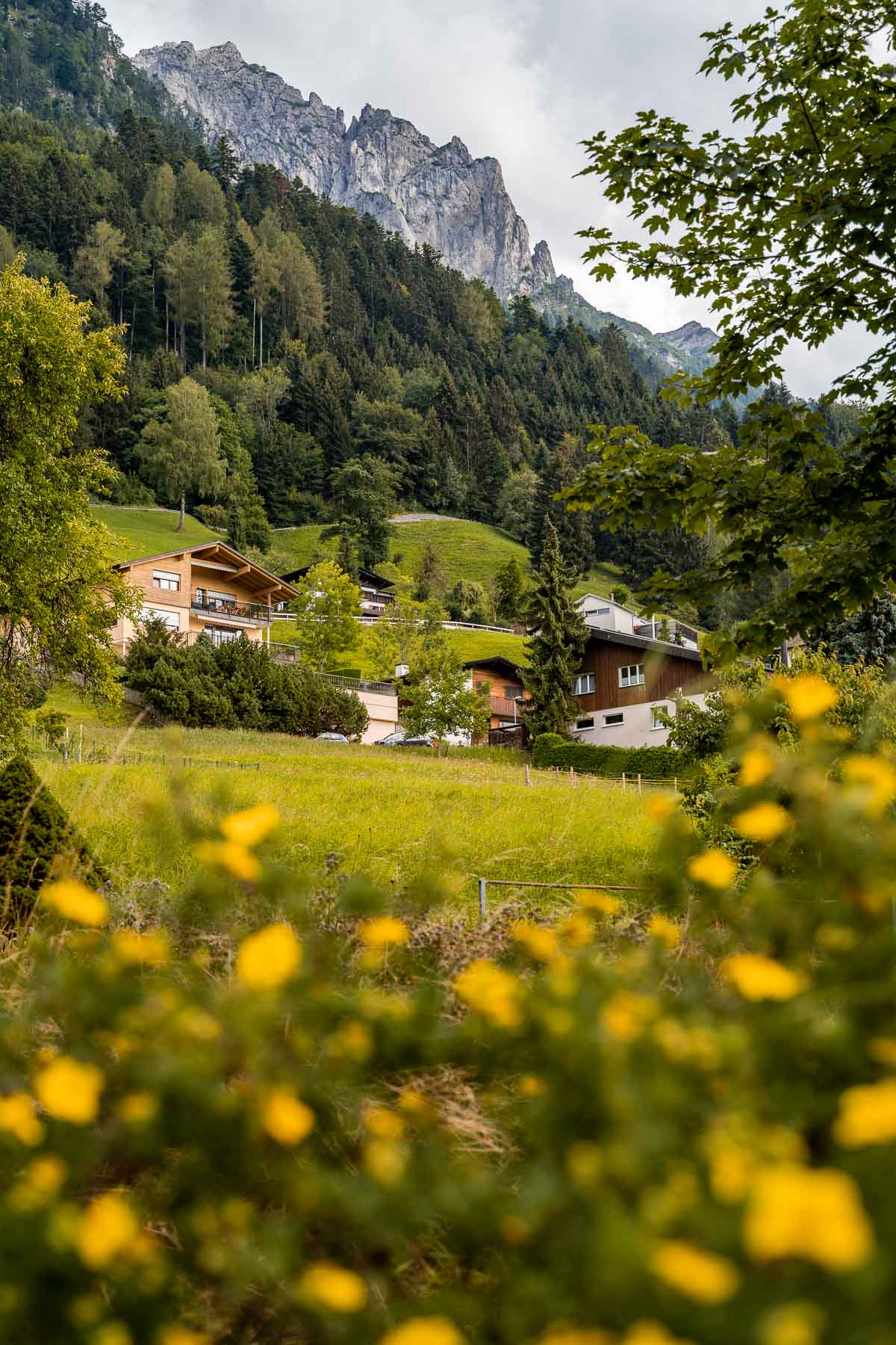 Alpine houses in Planken, Liechtenstein