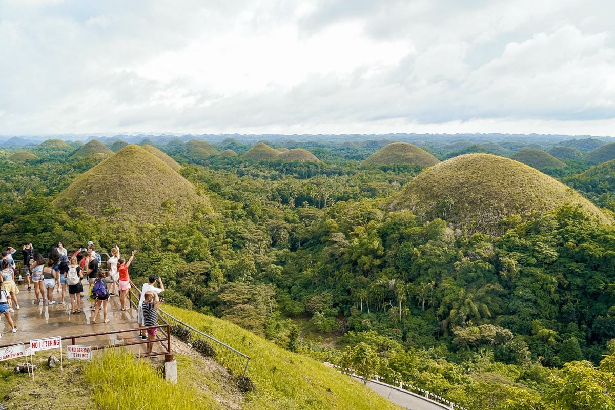 View of the Chocolate Hills, one of the best tourist spots in Bohol, Philippines