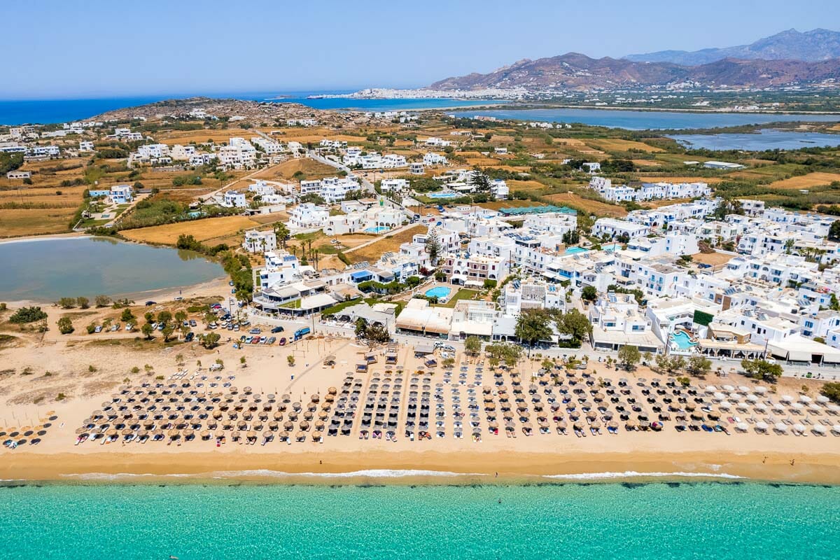 Aerial view of Agios Prokopios Beach, Naxos