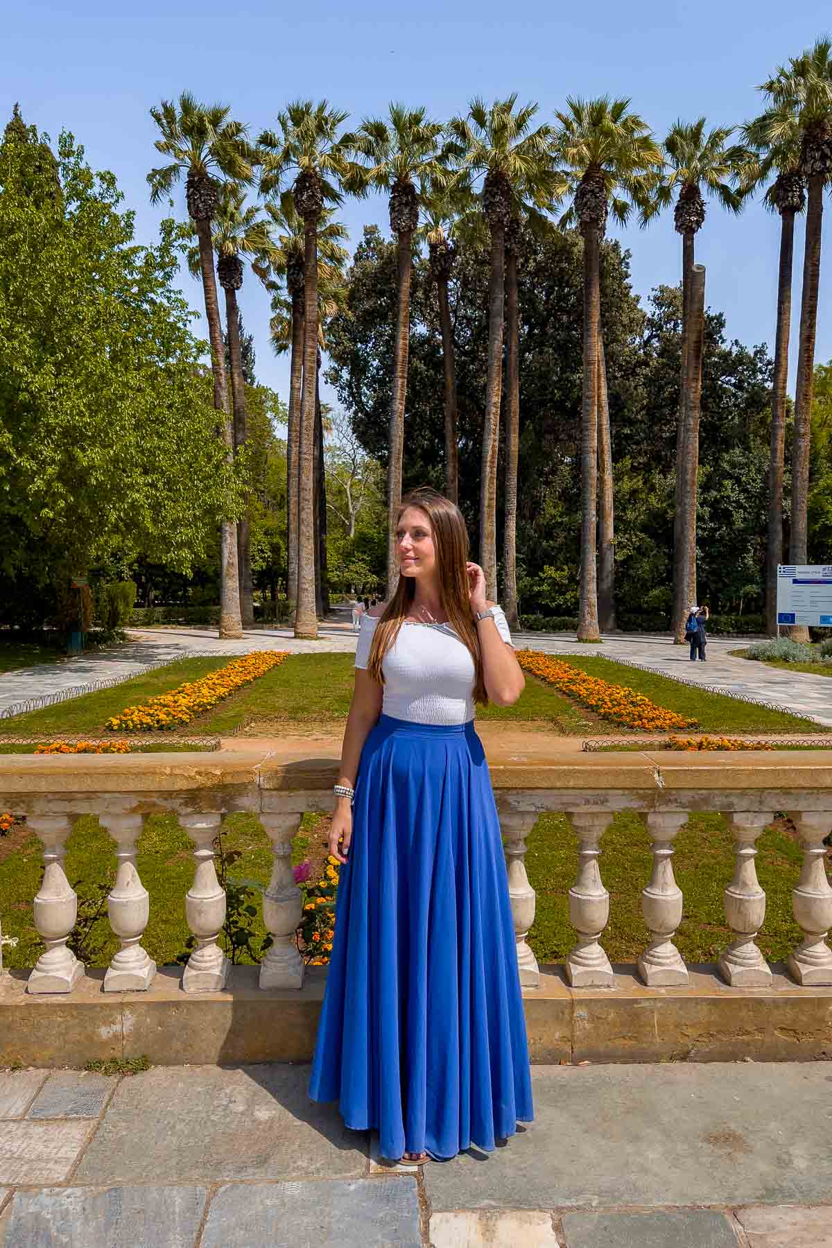 Girl in blue skirt at the National Garden, Athens