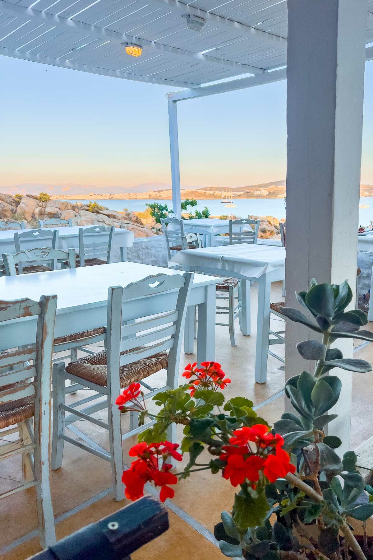 Lovely outdoor seating area at Taverna Kolibithres in Paros