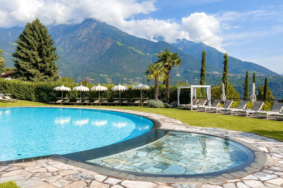 Outdoor pool at La Maiena Meran Resort