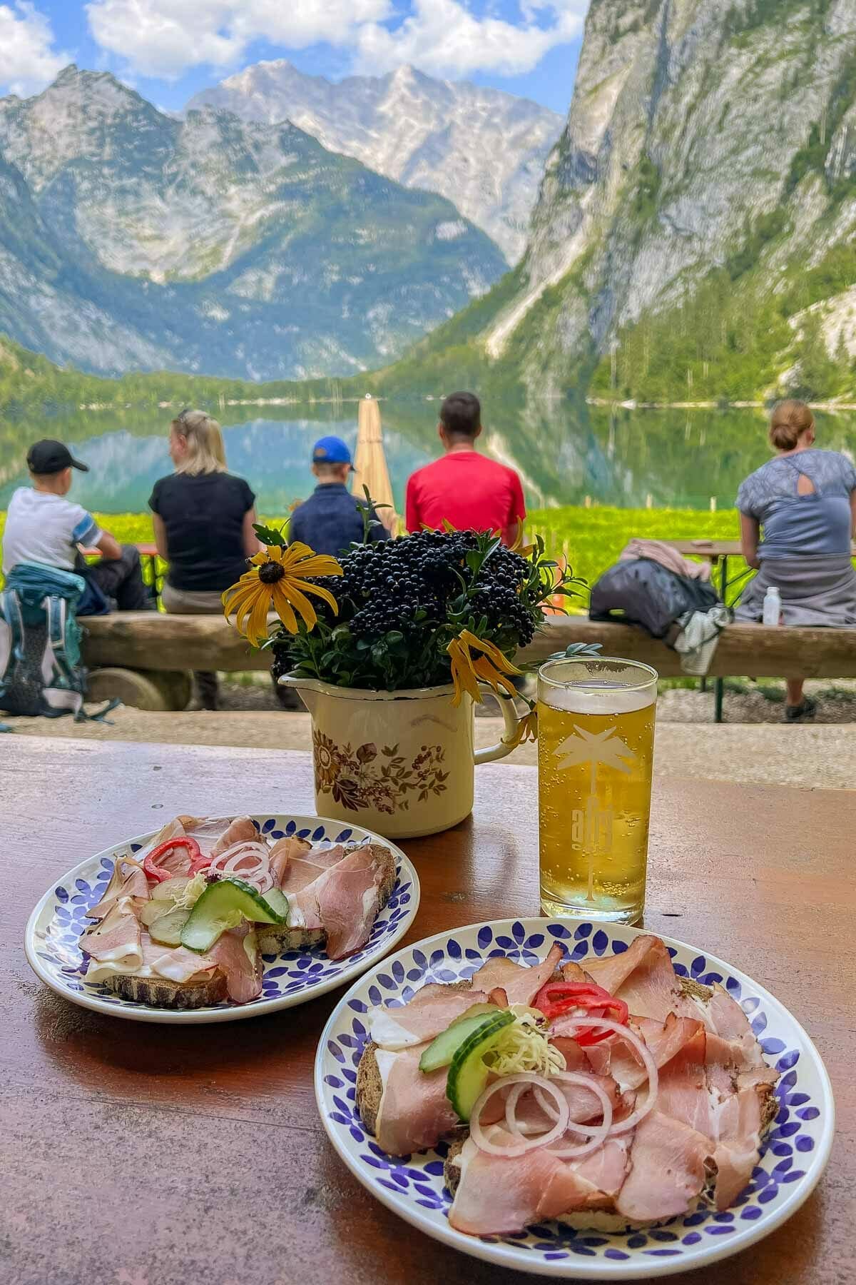 Breakfast at Fischunkelalm at Lake Obersee, Germany