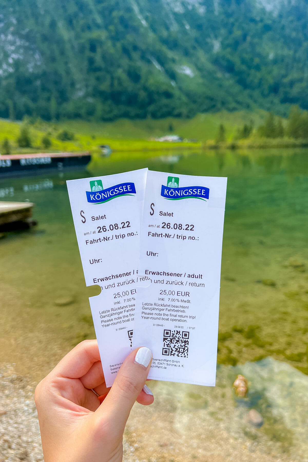 Boat tickets to Königssee Lake