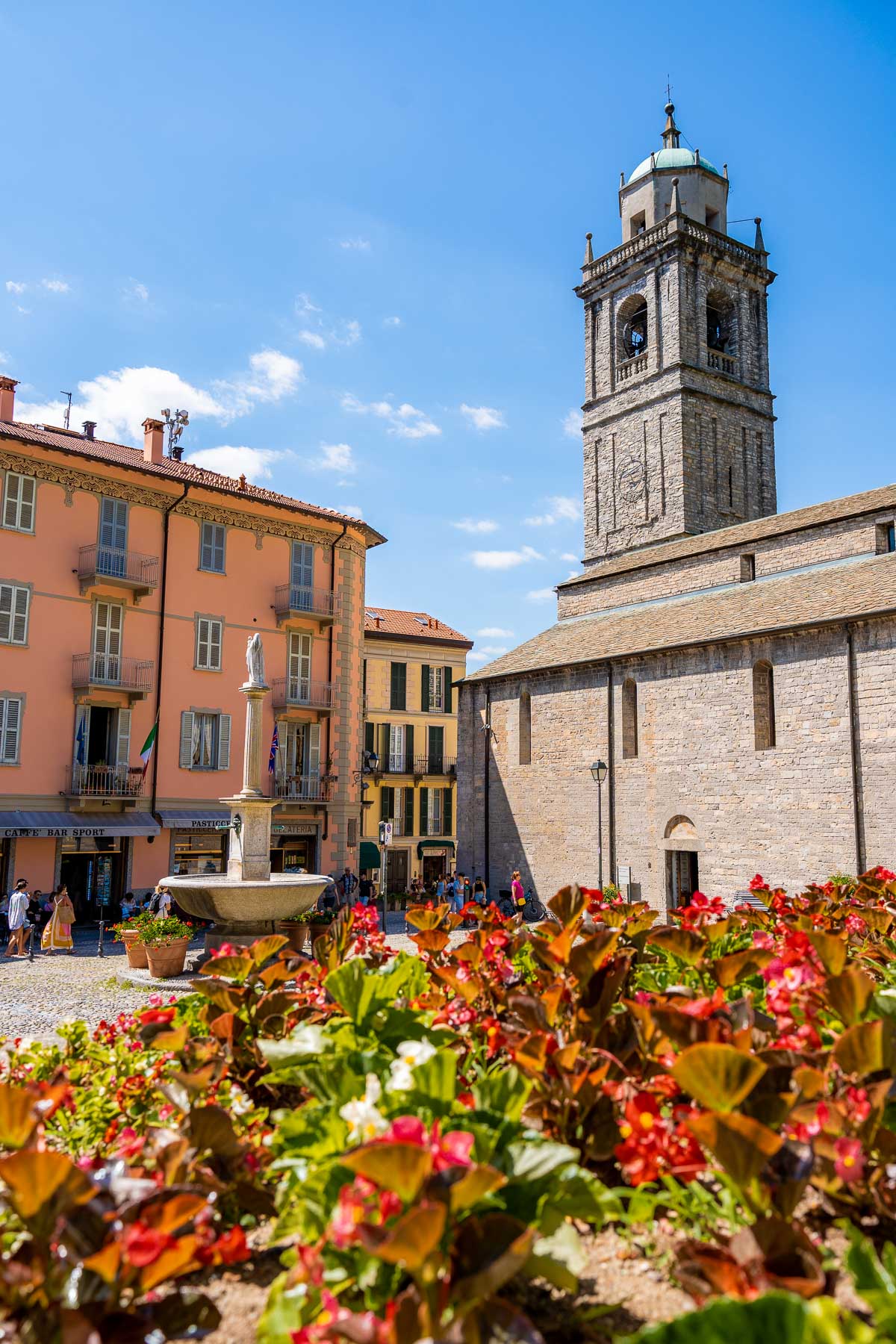 Main square with church in Bellagio, Lake Como