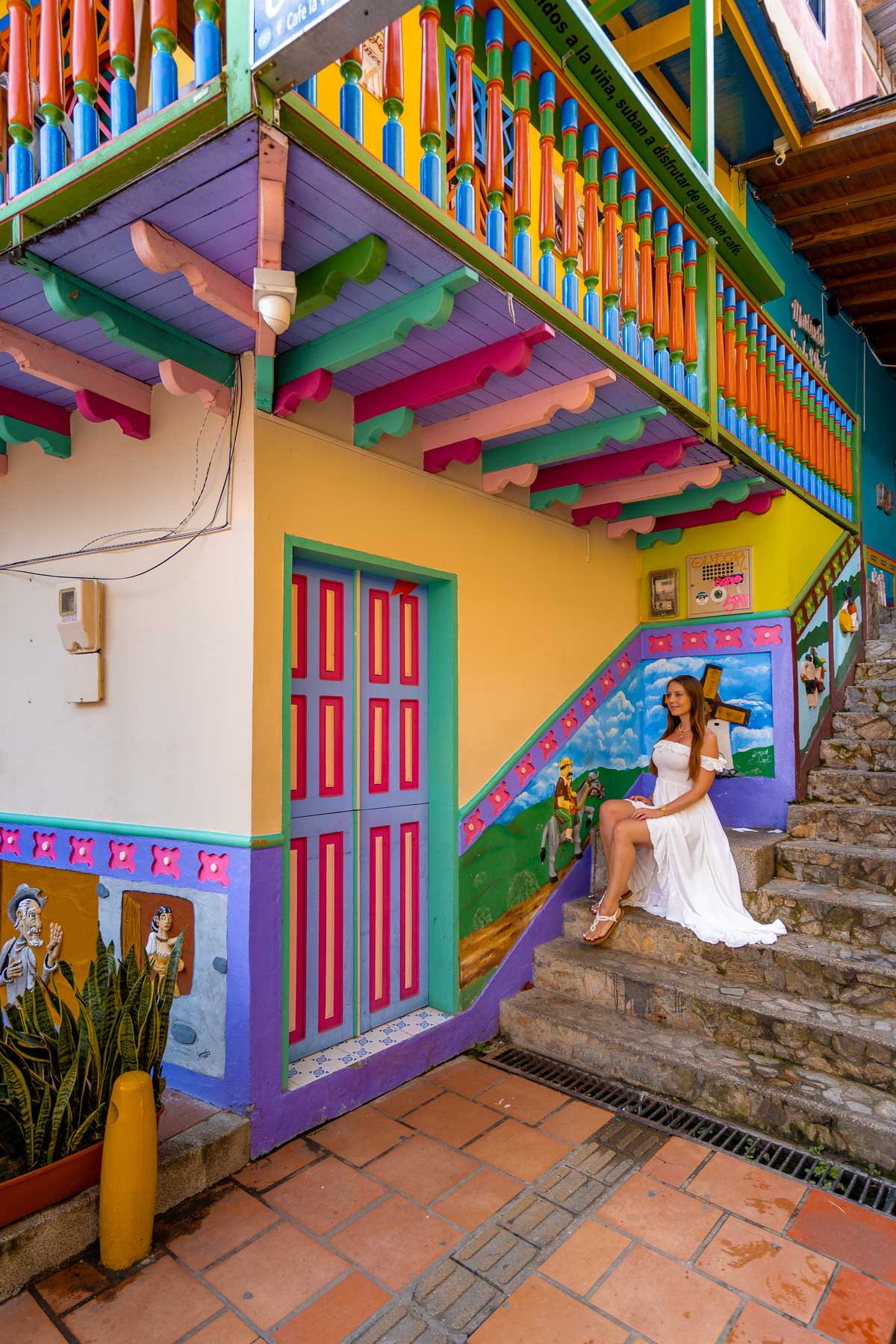Girl in the Colorful streets in Guatape