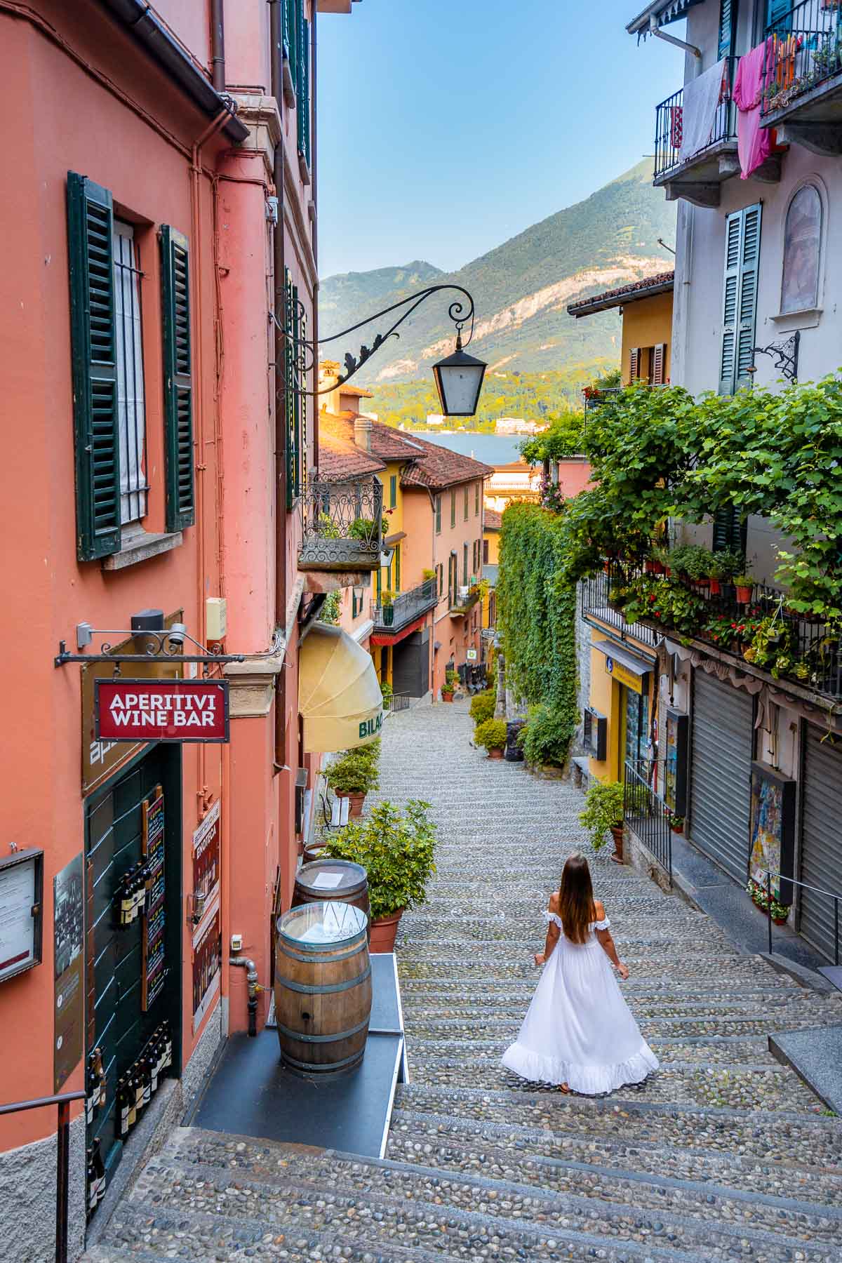 Girl on the stairs of Salita Serbelloni in Bellagio, Lake Como
