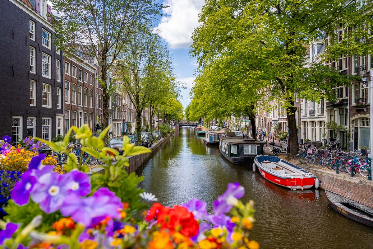 Beautiful canal in Amsterdam in the Jordaan district