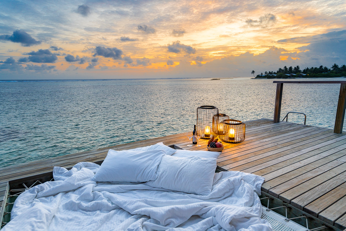 Sunset from the Water bungalow at Cinnamon Hakuraa Huraa Maldives