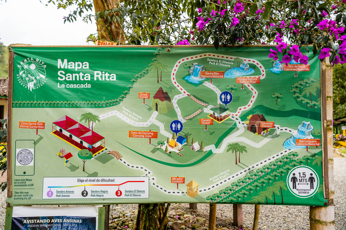 Map of Santa Rita Waterfall, Salento