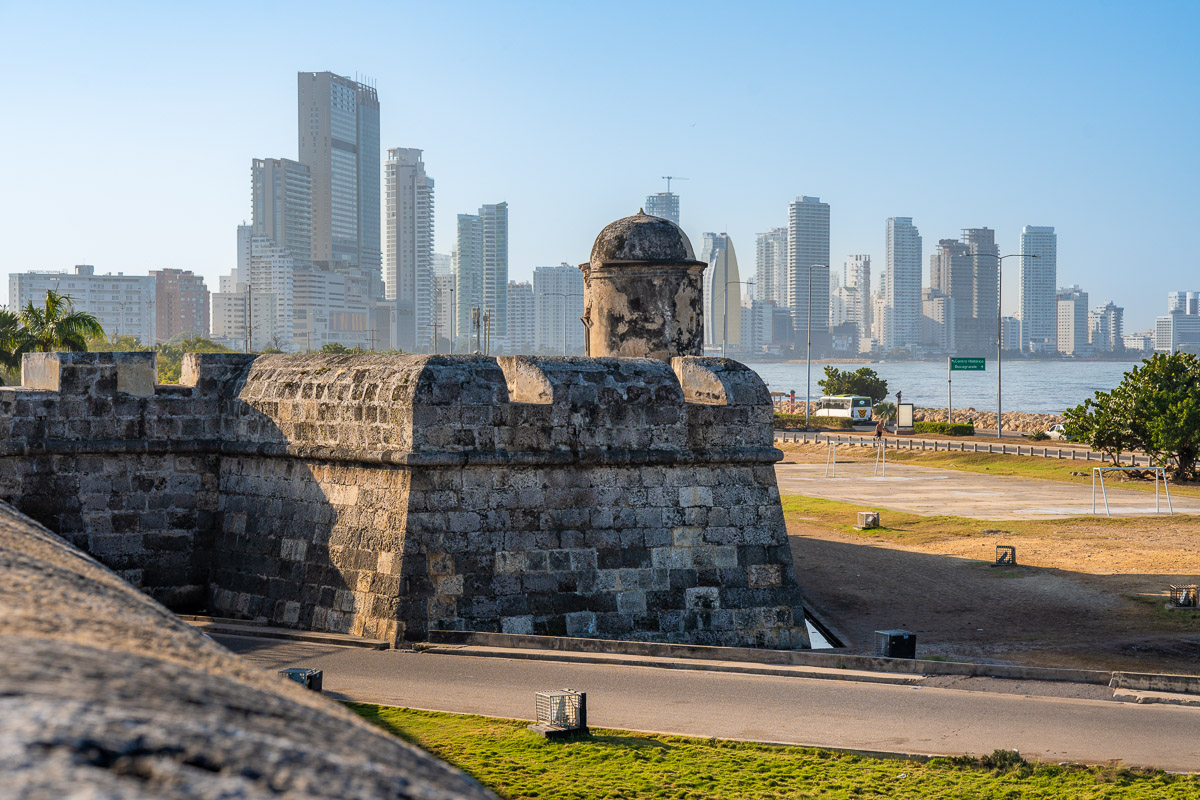 Walls of Cartagena with a view of Bocagrande
