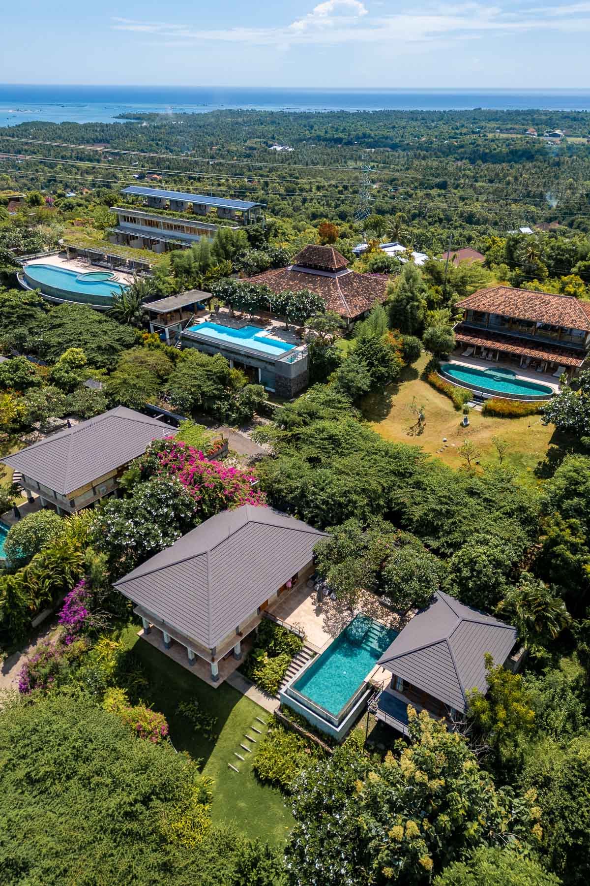 Drone photo of Villa Naga at Sumberkima Hill Retreat Bali