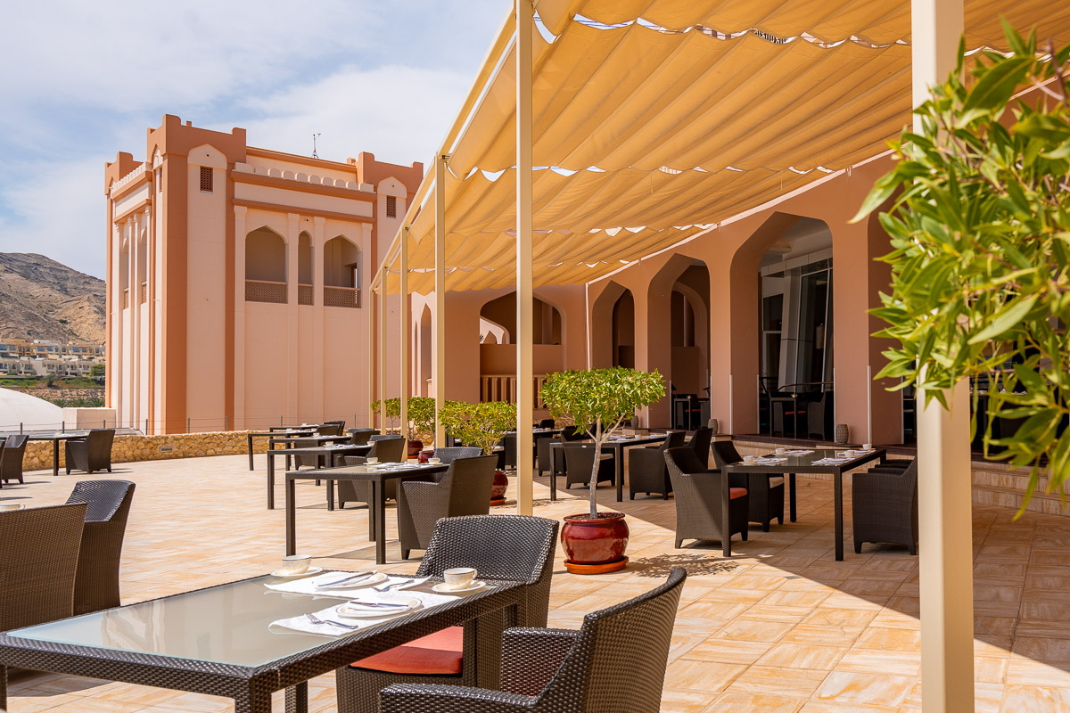 Outdoor tables at Sultanah at Shangri-La Al Husn