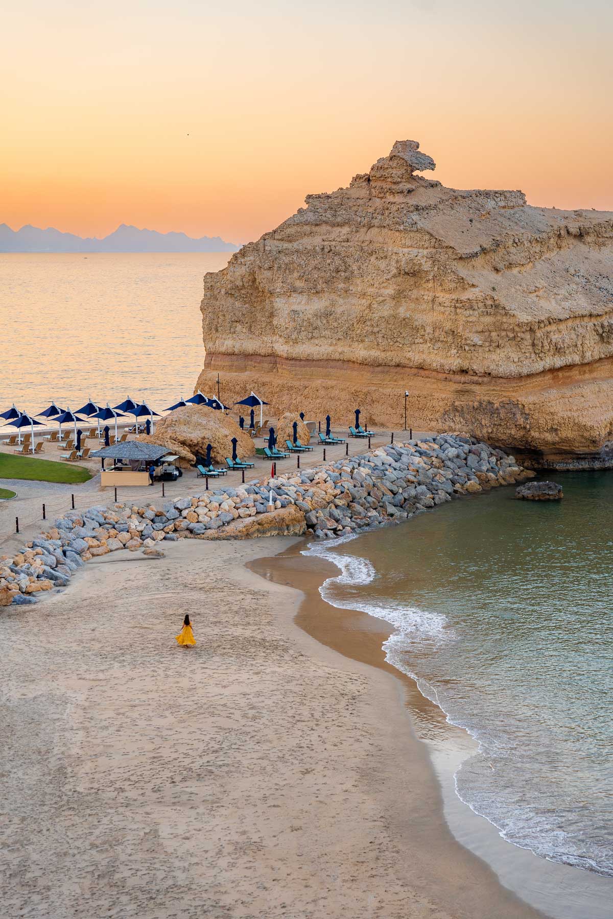 Sunset on the private beach at Shangri-La Al Husn