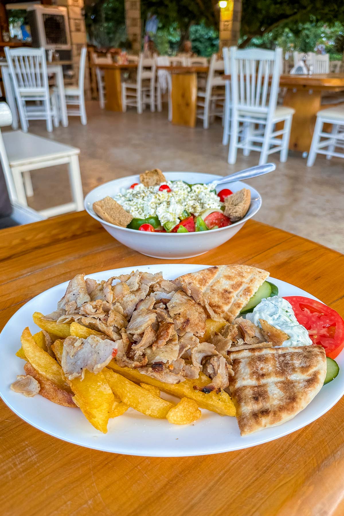 Dinner at Mythos Taverna at Lake Kournas, Crete