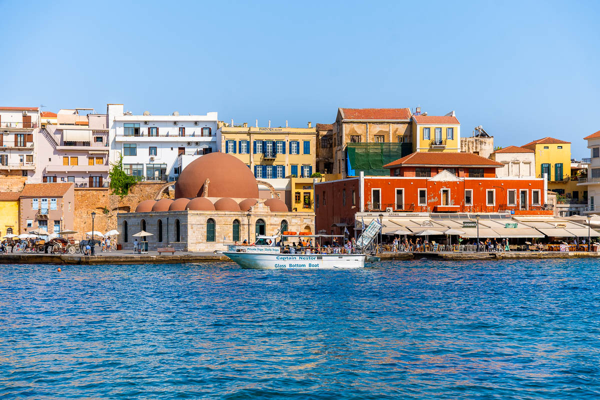 Colorful buildings at the Old Venetian Port of Chania, Crete