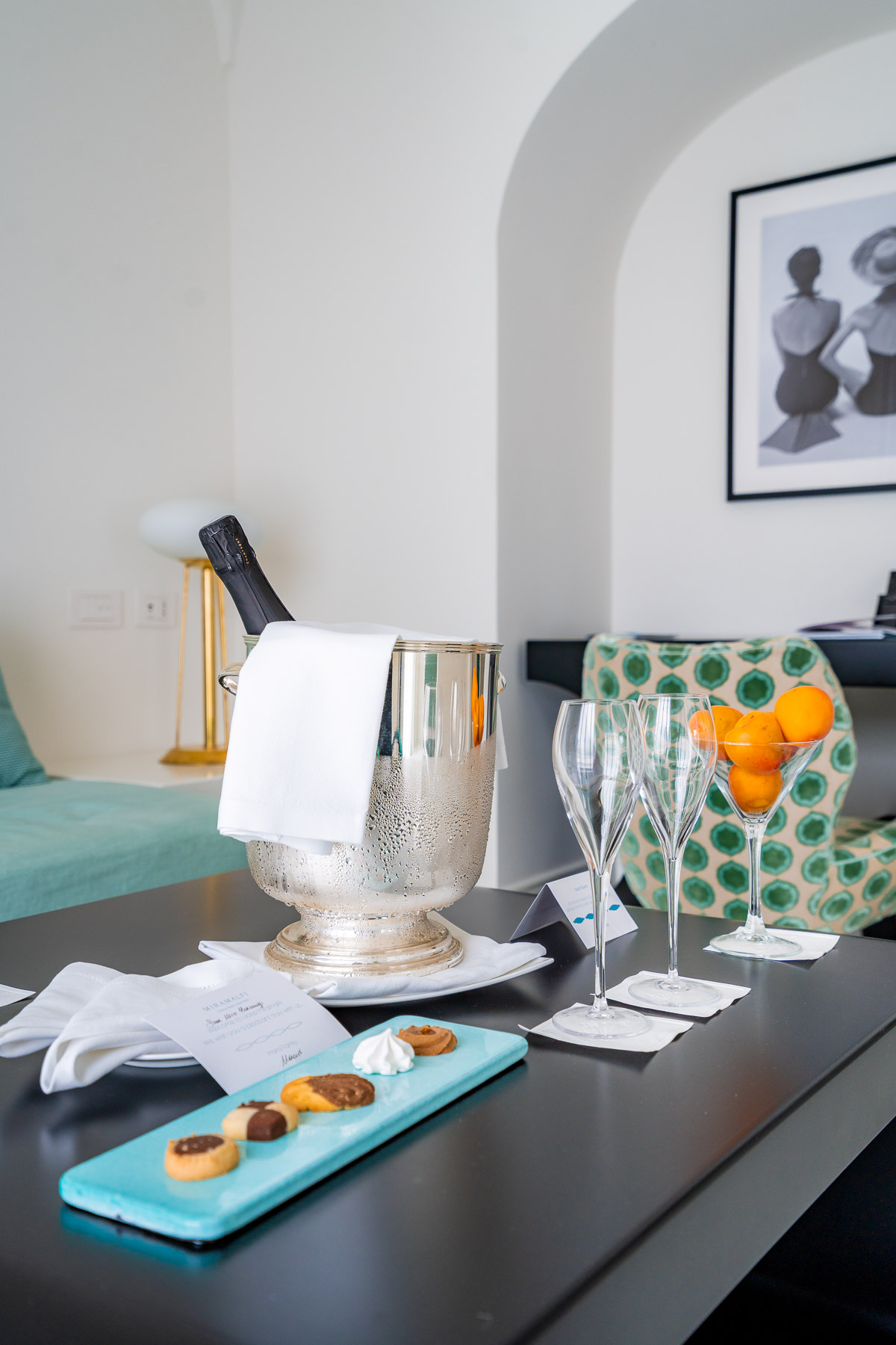 Welcome amenities at the Sea View Suite at Hotel Miramalfi