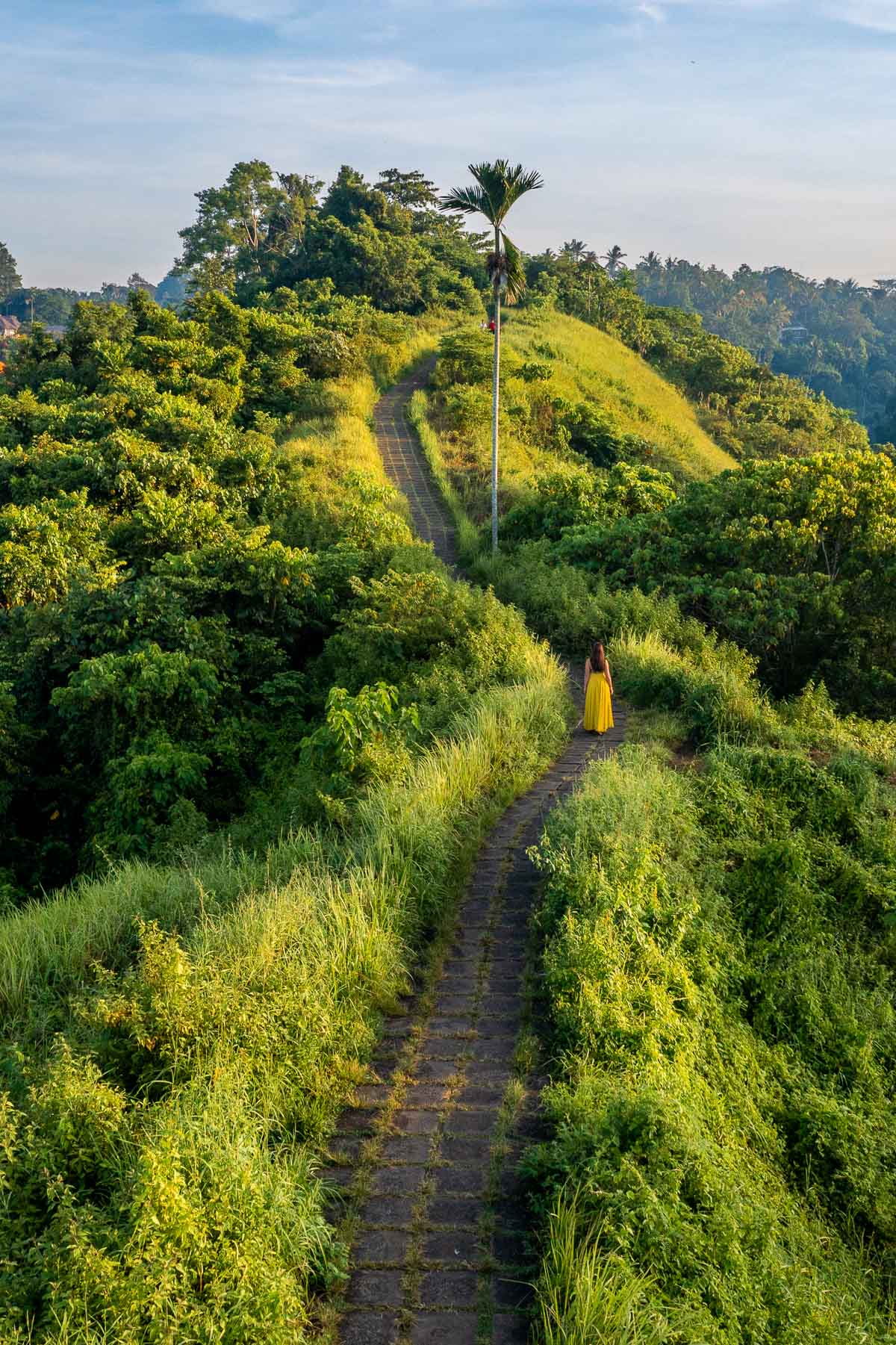 Girl in yellow dress at Campuhan Ridge Walk in Ubud, Bali